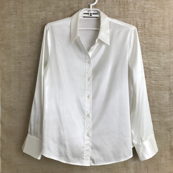 white satin button up